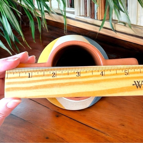 COCOLORIST Ceramic Vase w/ Handles Blue Yellow Cream - Handmade - Picture 10 of 12